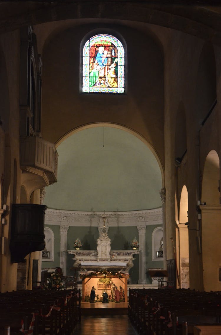 An Empty Church Aisle