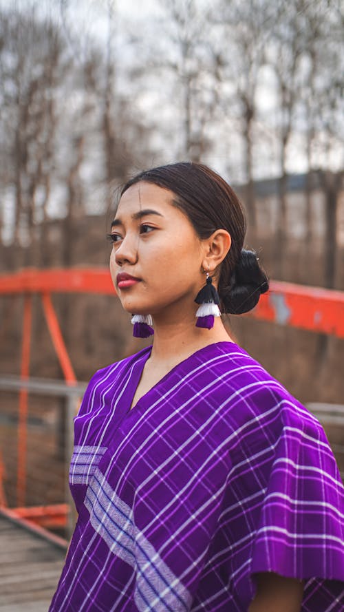 Free Woman in Purple Traditional Clothing  Stock Photo