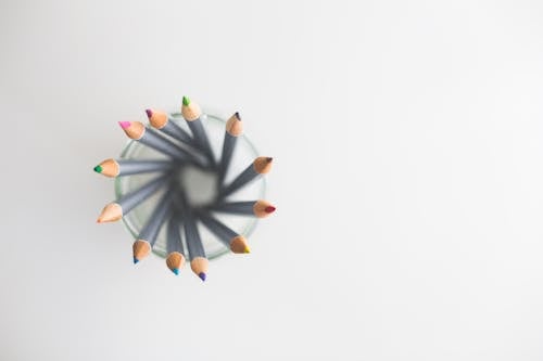 Free Top view of colored pencils Stock Photo