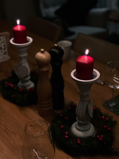 Free stock photo of bottle of wine, burning candles, candles
