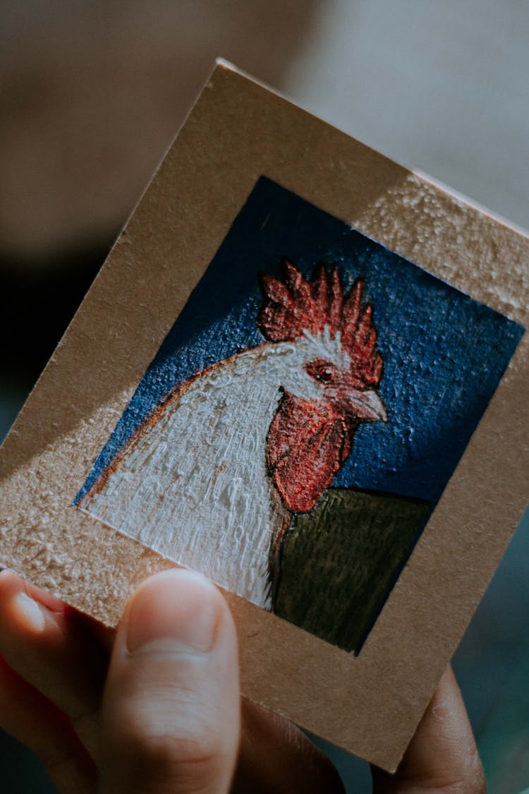 An Acrylic Painting Of A Rooster