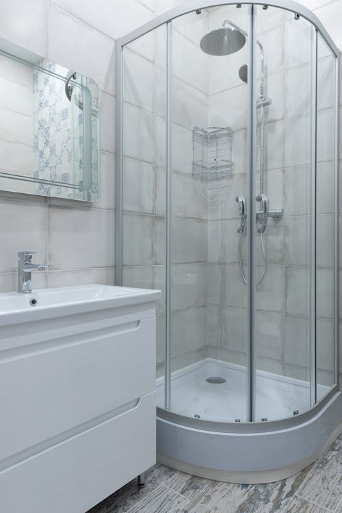 Free Bathroom with shower and sink Stock Photo