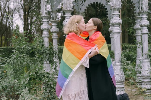 Fotos de stock gratuitas de afecto, bandera arcoiris, besando