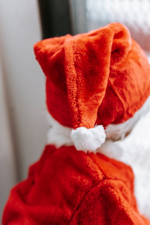Boy in soft red Santa costume