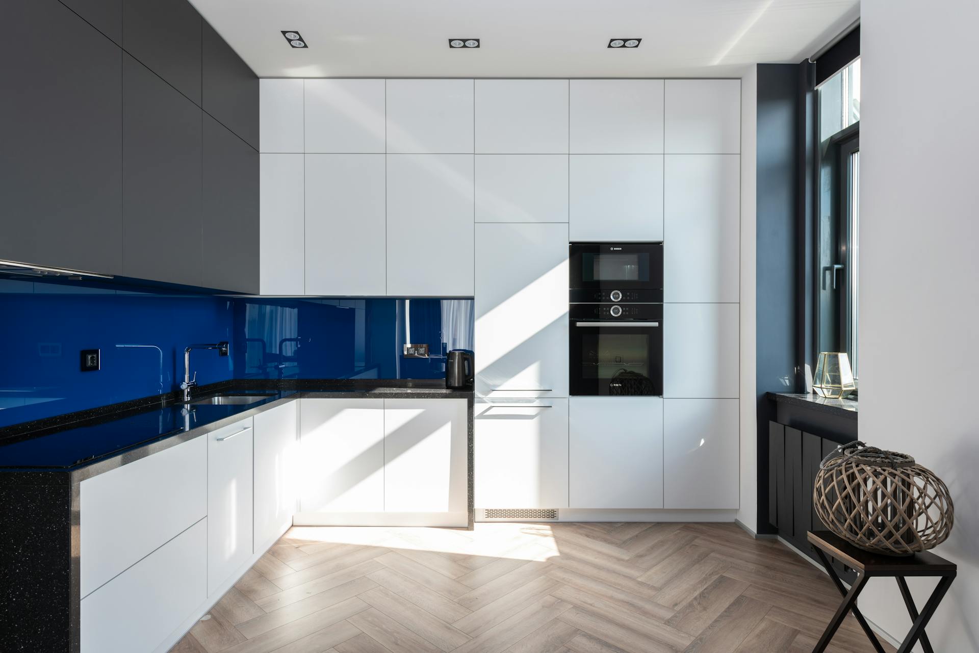 Interior of modern kitchen with contemporary appliances