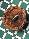 Black Thread on Brown Round Wooden Round Table