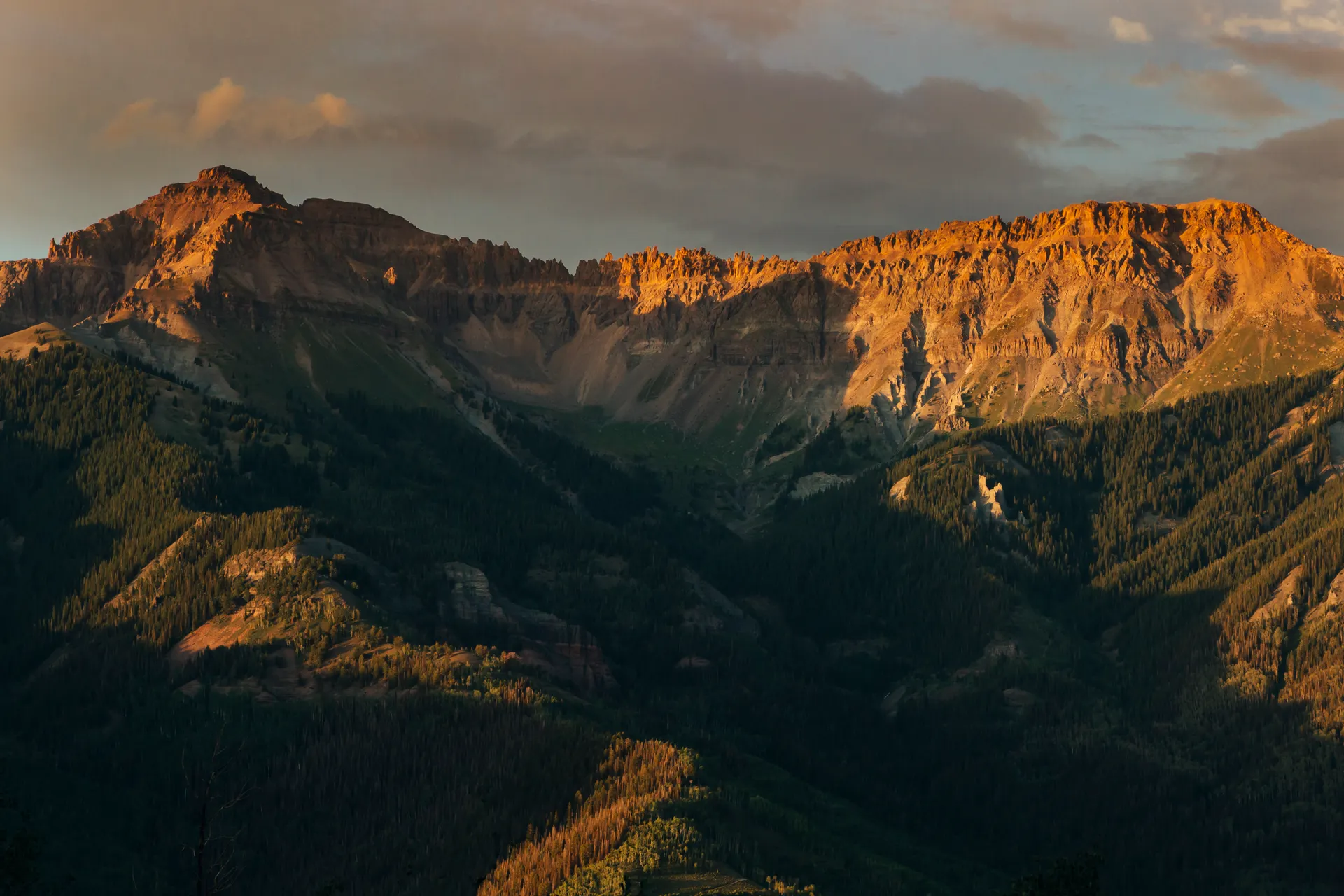 Late light on the San Juan Mountains above Telluride, Colorado Late light on the San Juan Mountains above Telluride, Colorado