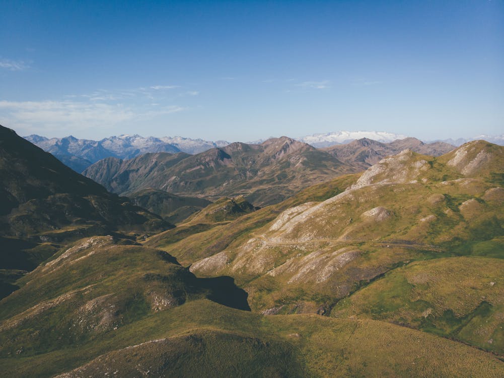 Picturesque mountainous landscape under blue sky