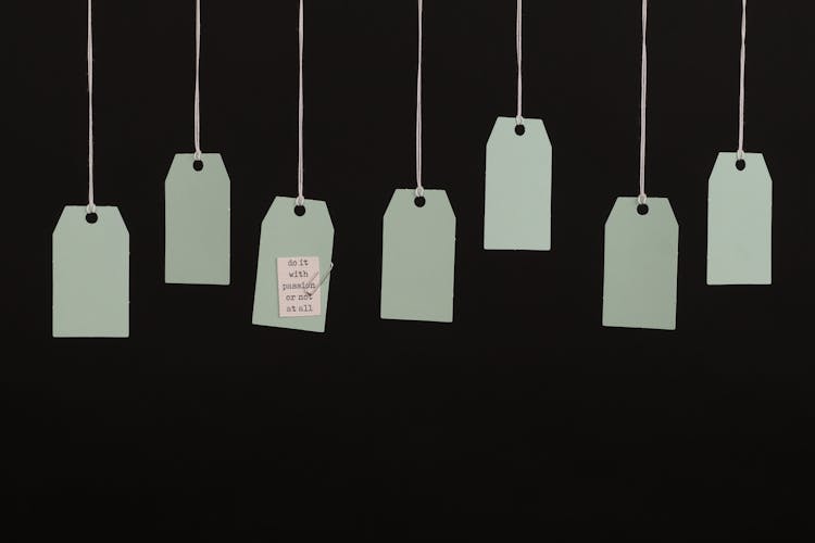 Blank Hang Tags With A Black Background