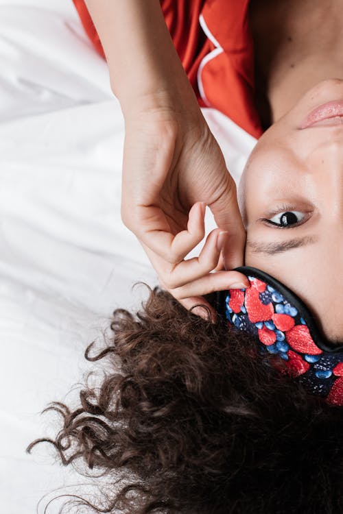 Free Woman Holding a Sleep Mask Stock Photo