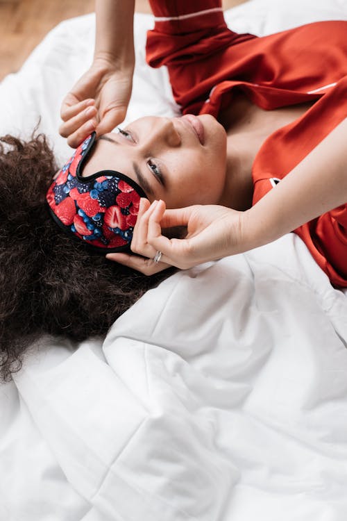 Free A Woman Wearing Sleeping Mask Stock Photo