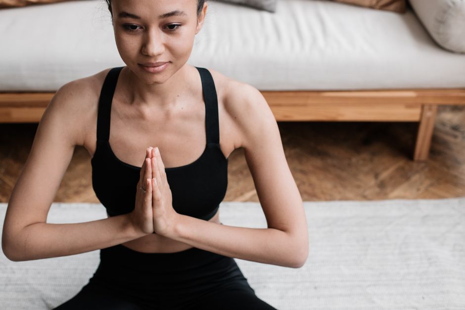 woman meditation yoga stress relief
