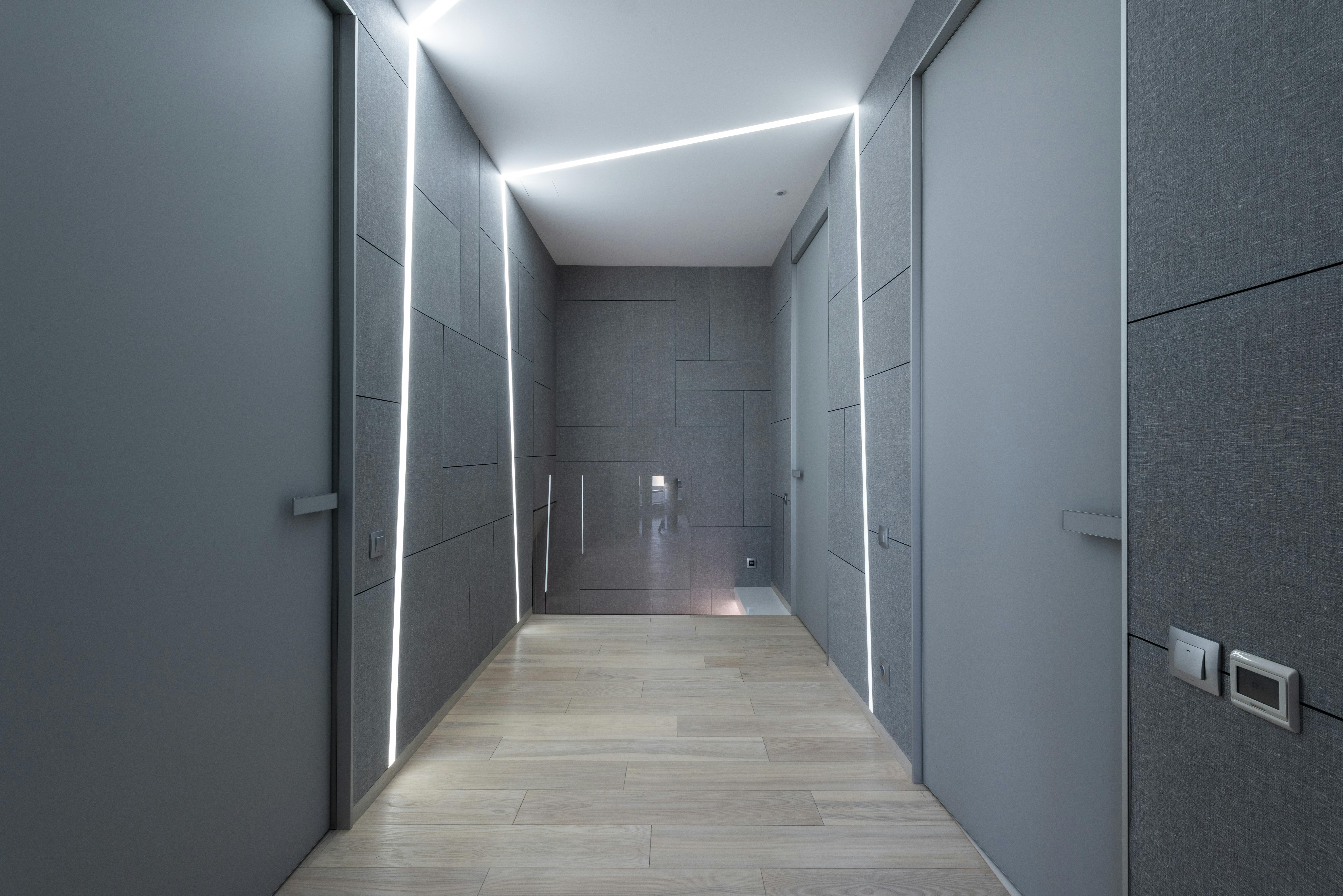 corridor with doors and backlight
