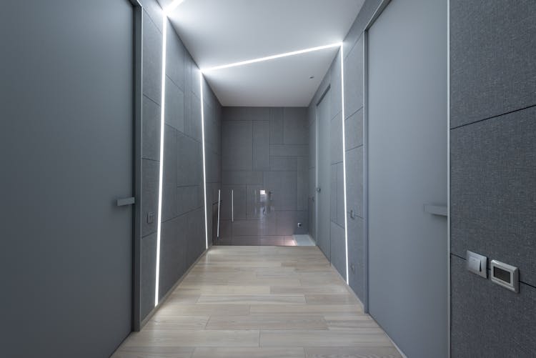 Corridor With Doors And Backlight