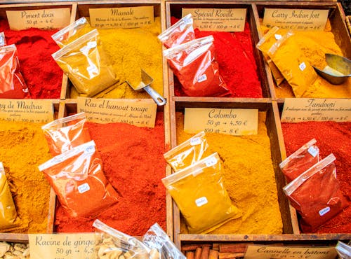 Close-up of Spices on a Bazaar