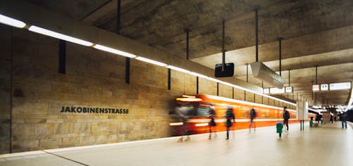 Long Exposure of People Waiting on Subway Platform