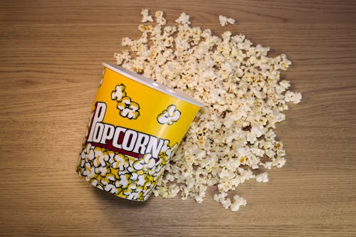 Free Overhead Shot of a Bucket of Popcorn Stock Photo