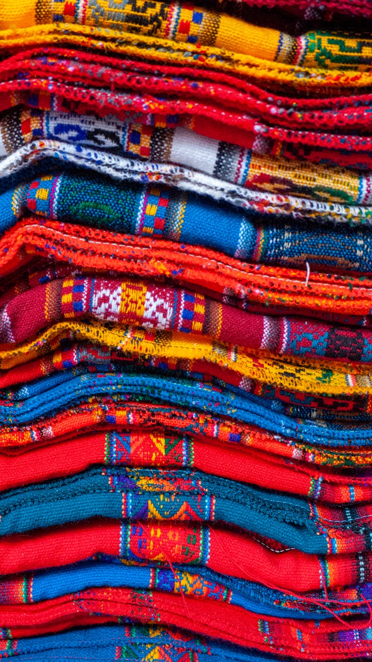 Stack Of Colorful Peruvian Fabric