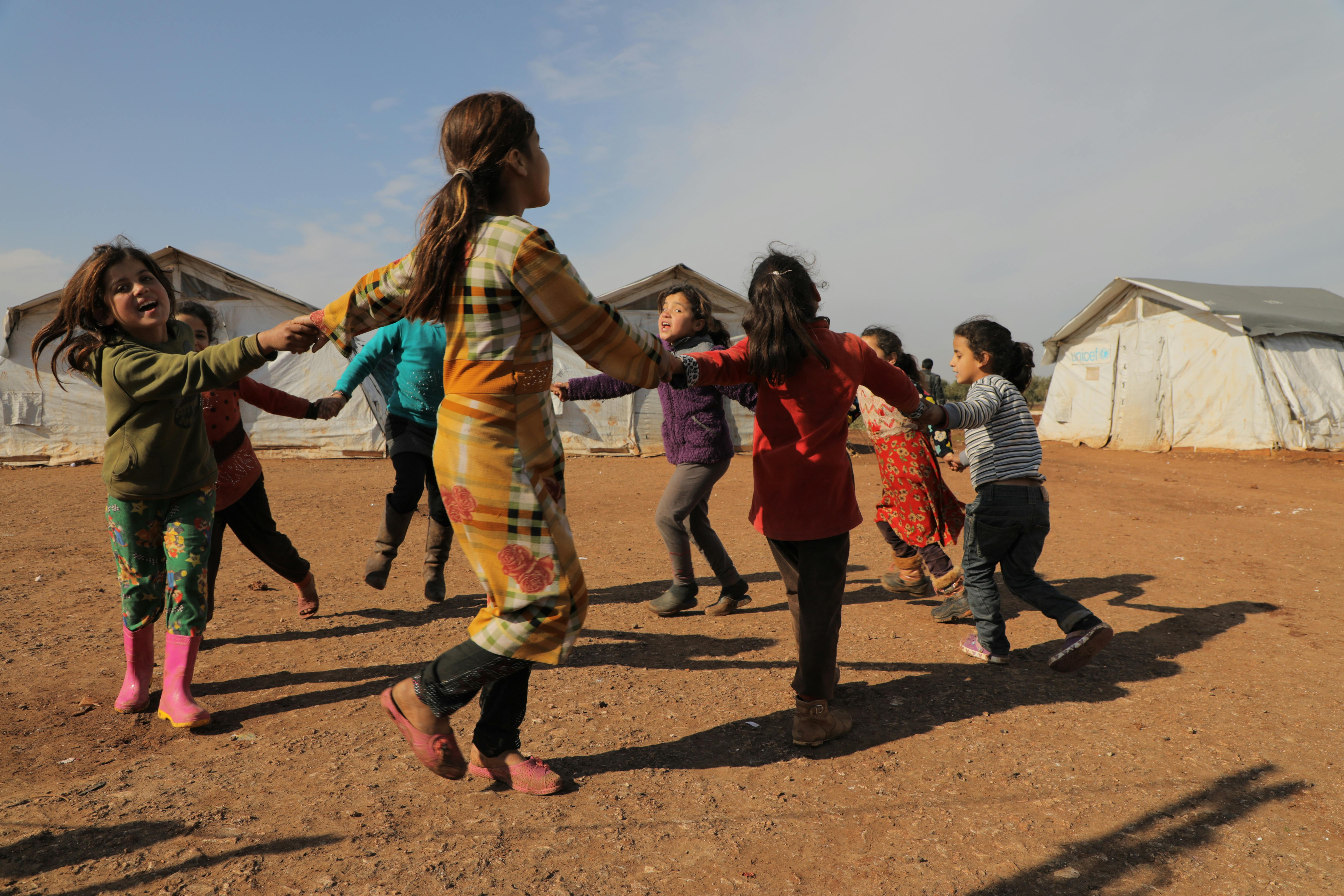 young girl playing together