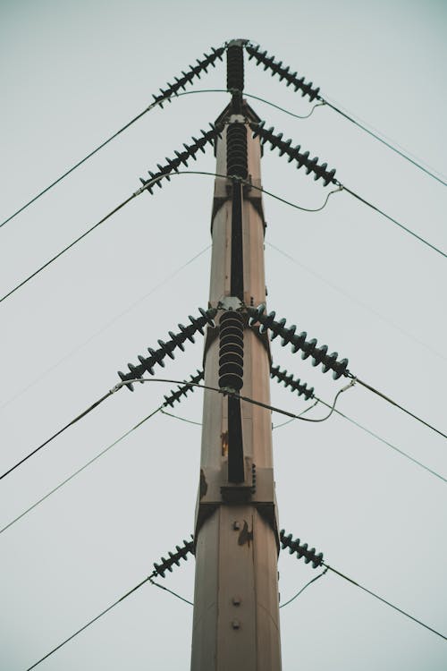 Low-Angle Shot of an Electric Post 