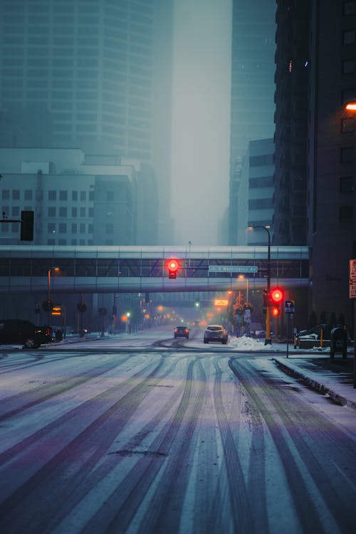 Cars on a Snowy Road 