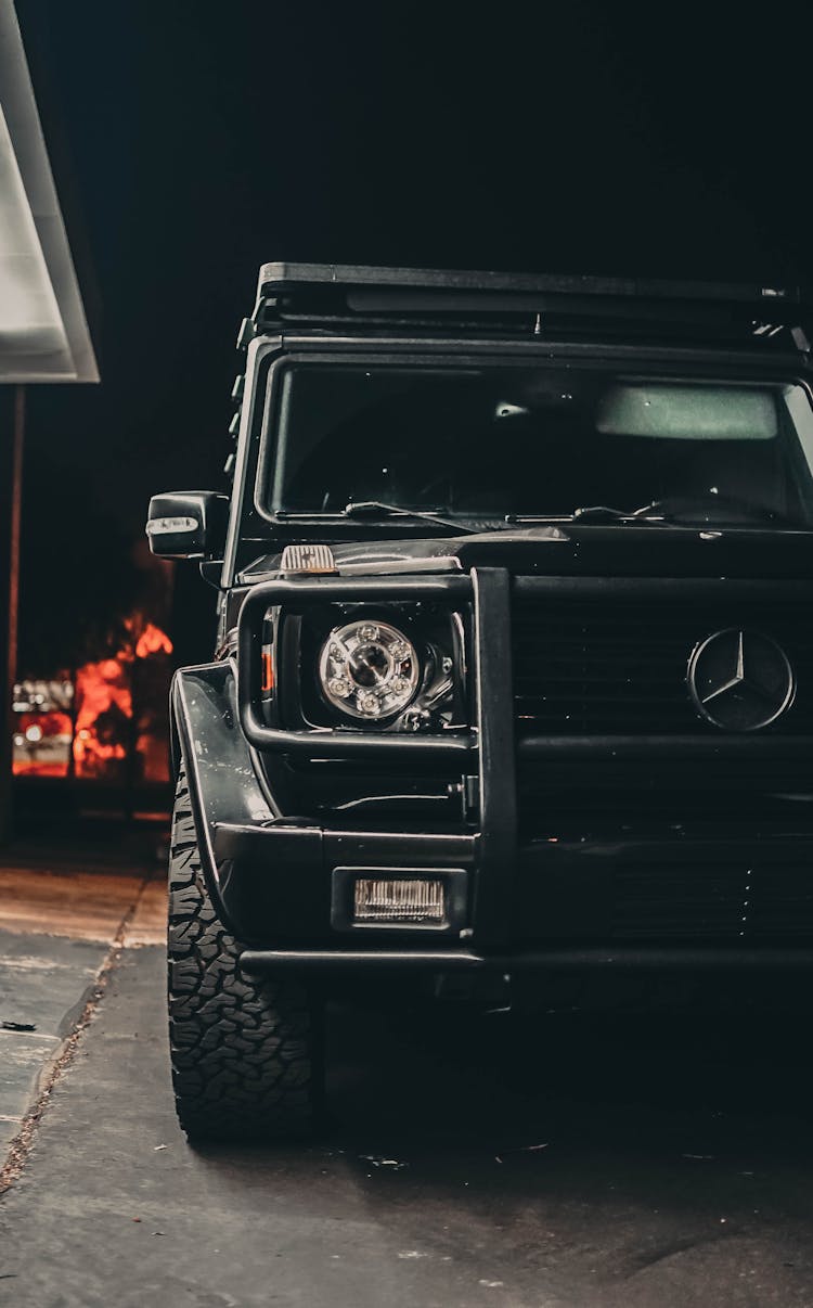 Black Mercedes Wagon On Road