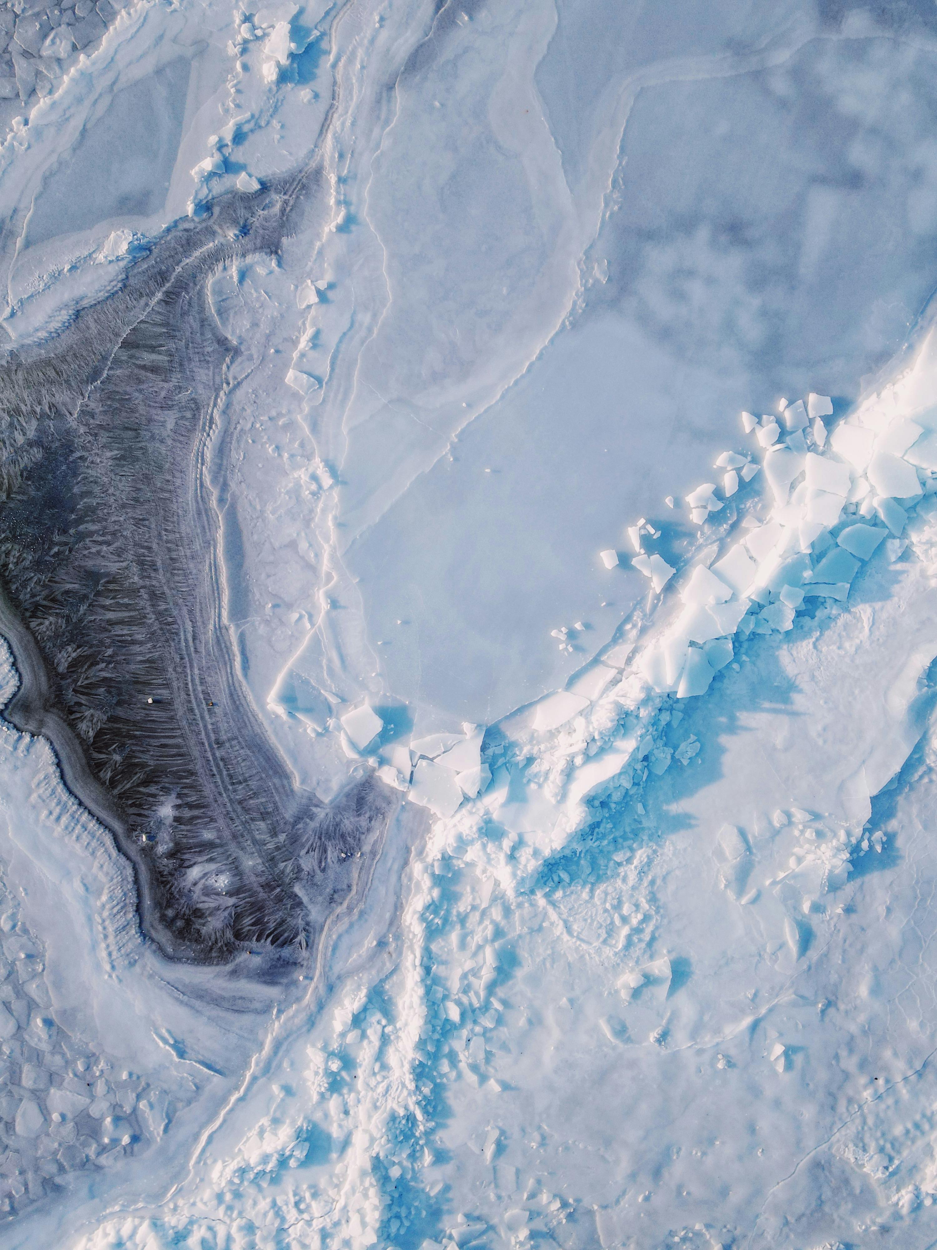 Stunning aerial shot of icy landscapes in winter near Vladivostok, Russia, showcasing natural beauty.