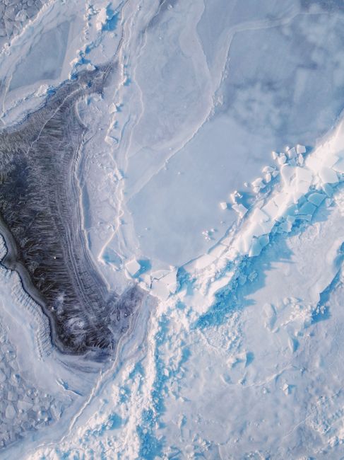 Stunning aerial shot of icy landscapes in winter near Vladivostok, Russia, showcasing natural beauty.