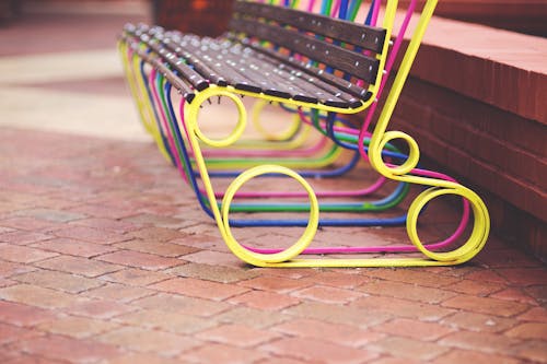 Colorful design bench on the street