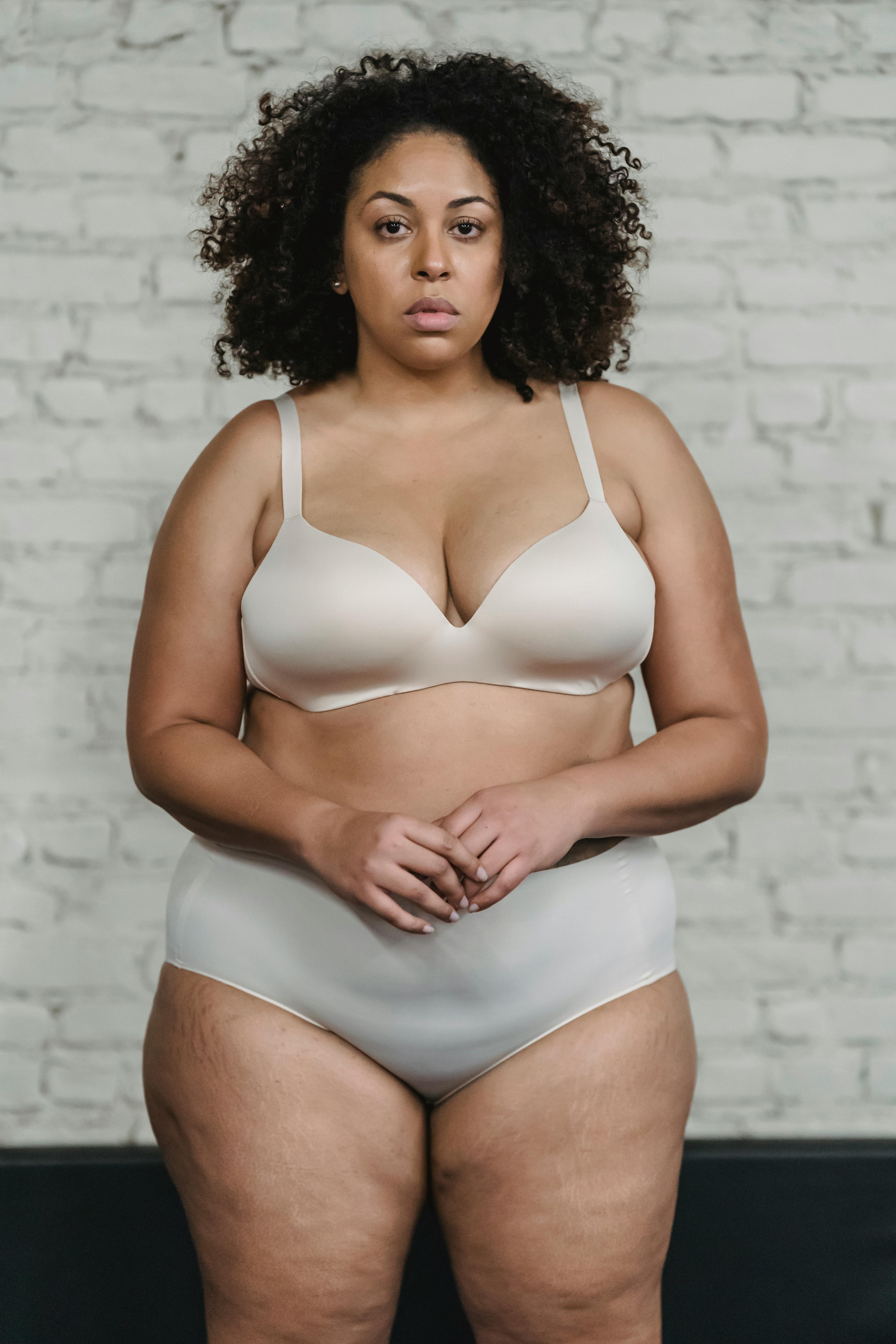 Serious plump black woman in underwear · Free Stock Photo picture