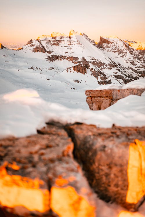 Rocky Mountain Covered with Snow