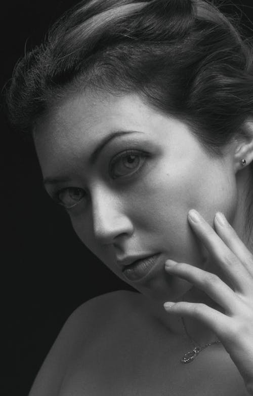 Portrait of A Woman With Beautiful Eyes In Grayscale Photography