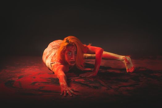 A Woman Lying on the Floor