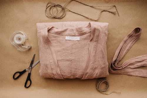 Overhead Shot of Clothing on a Work Table