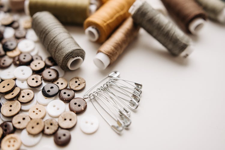 Close-up Of Various Sewing Materials