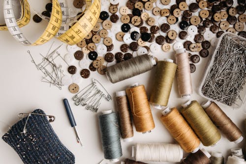 Buttons and Sewing Threads on the Table
