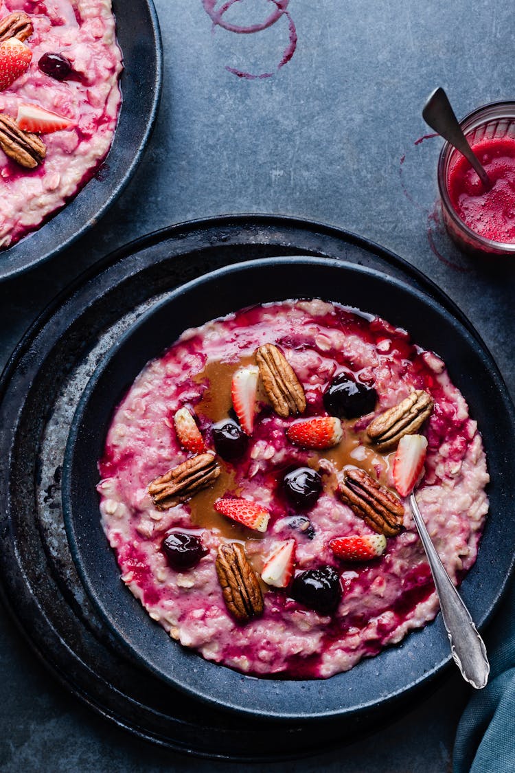 Oat Porridge On Ceramic Bowl