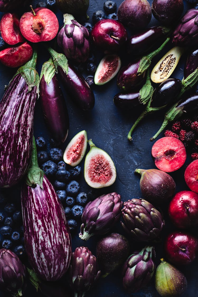 Overhead Shot Of Various Fruits And Vegetables