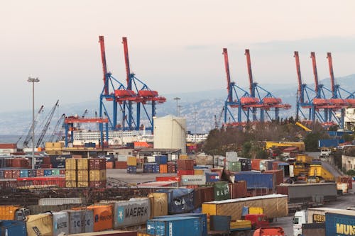 Free Cargo Containers in a Port  Stock Photo