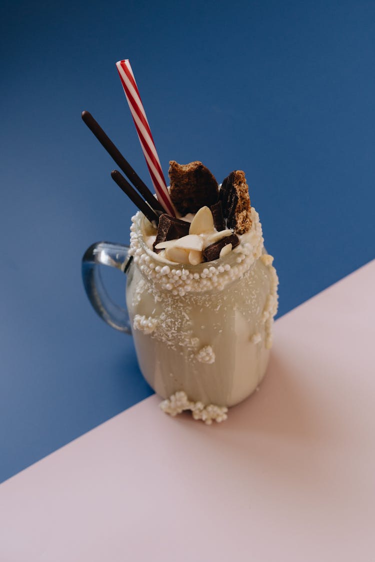 Coffee With Chocolate And A Drinking Straw