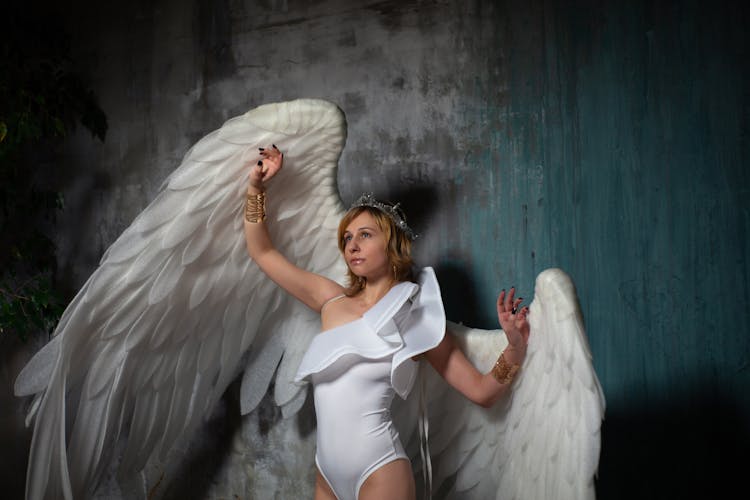 Woman Wearing Angel Wings 