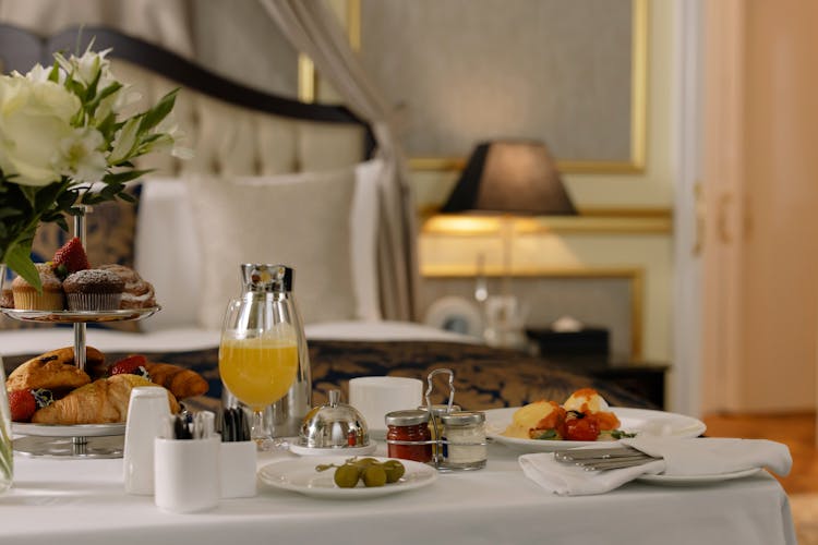 Breakfast Table Setting In A Hotel Room