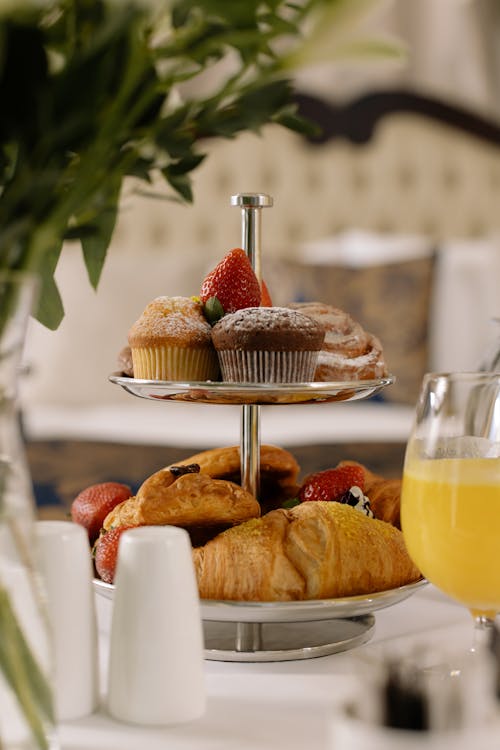 Free Fruits, Cupcakes and Croissants Stock Photo