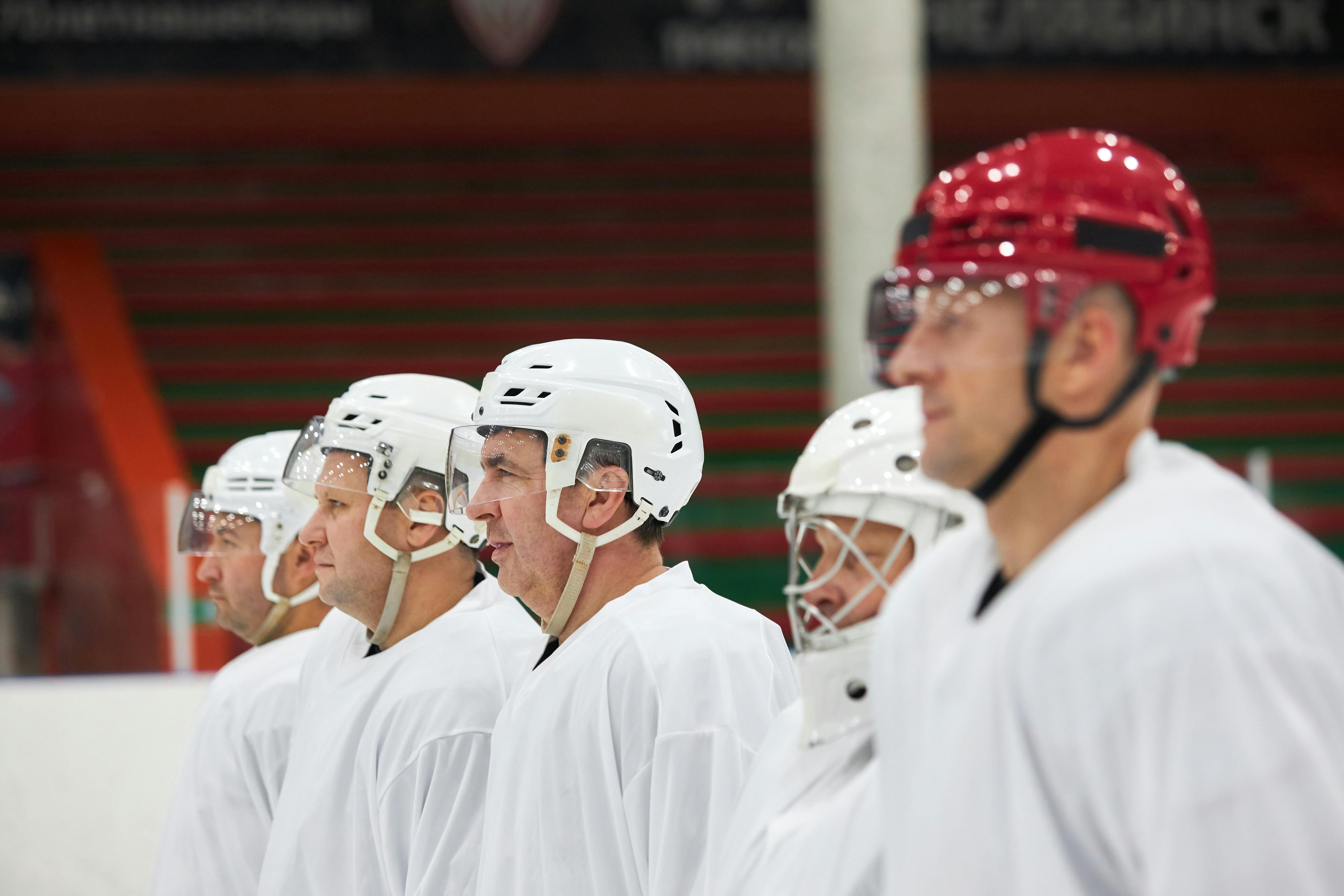 hockey players wearing a skullcap