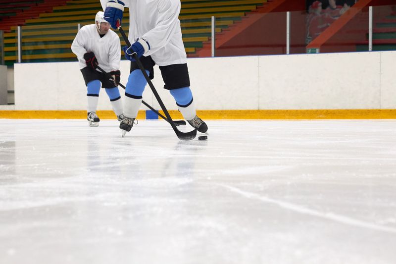 Players competing hard during a passing drill