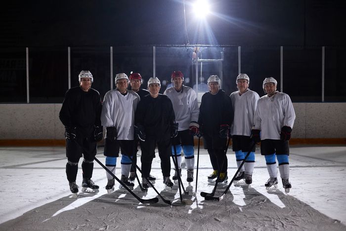 Ironvale legends posing together on the ice