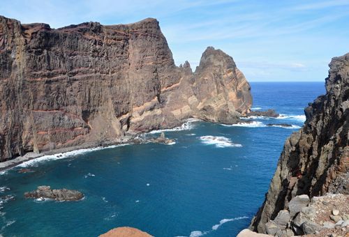 Free Stunning rock formations and turquoise sea at Ponta de São Lourenço, Madeira Island. Stock Photo