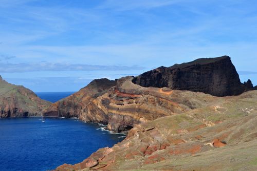 Free Breathtaking view of the rugged coastal cliffs at Caniçal, Madeira, Portugal. Stock Photo