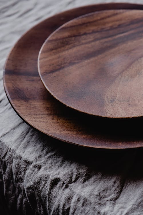 A Close-Up Shot of Wooden Plates