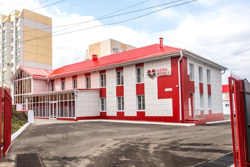 Exterior Design of a Red and White Building